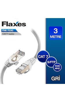 Flaxes Fnk-703G 3Mt Cat7 Patch Network Kablosu Gri Flaxes Fnk-703G 3Mt Cat7 Patch Network Kablosu Gri