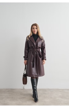 Rabia Çelik Kadın Bordo Arkası Yırtmaçlı Kolu Kemer Detaylı Içi Astarlı Mevsimlik Suni Deri Trençkot Bordo Bordo Rabia Çelik Kadın Bordo Arkası Yırtmaçlı Kolu Kemer Detaylı Içi Astarlı Mevsimlik Suni Deri Trençkot Bordo Bordo