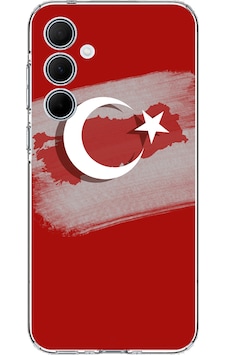 Samsung Galaxy A35 Uyumlu Türkiye Harita Detaylı Türk Bayrağı Baskılı Silikon Kılıf Renkli