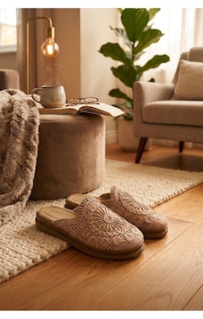 Relaxa Kadın Ev Gün Terliği, Yumuşak, Triko Kumaş,yumuşak Tabanlı, Şık Terlik Bronz Relaxa Kadın Ev Gün Terliği, Yumuşak, Triko Kumaş,yumuşak Tabanlı, Şık Terlik Bronz