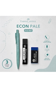 Faber-castell Econ Pale 0,7 Yeşil Versatil Kalem+0,7 Uç+orta Boy Sınav Silgisi Faber-castell Econ Pale 0,7 Yeşil Versatil Kalem+0,7 Uç+orta Boy Sınav Silgisi