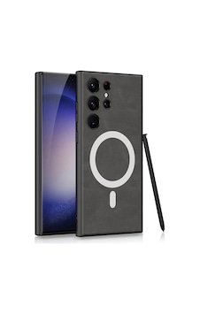 Samsung Uyumlu Galaxy S24 Ultra Kılıf M-safe Şarj Özellikli Deri Tasarımlı Zore Kıpta Nubuk Kapak Samsung Uyumlu Galaxy S24 Ultra Kılıf M-safe Şarj Özellikli Deri Tasarımlı Zore Kıpta Nubuk Kapak