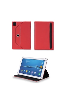 Velvoria Dark Evopad A1042 - 10.1" Tablet Uyumlu Standlı Üniversal Kapaklı Kırmızı Tablet Kılıfı