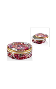 Lamedore Lılyum Desenli Alcak Yuvarlak Kutu 12x12x4 Cm