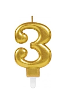 3 Rakamı Mum Gold Renk Diğer