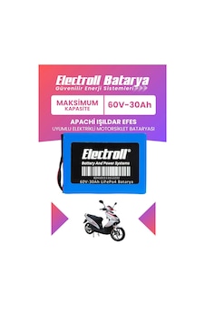 Apachi Işıldar Efes Uyumlu Batarya Maksimum Kapasite Lifepo4 60v 30ah Elektrikli Motorsiklet Bataryası Apachi Işıldar Efes Uyumlu Batarya Maksimum Kapasite Lifepo4 60v 30ah Elektrikli Motorsiklet Bataryası