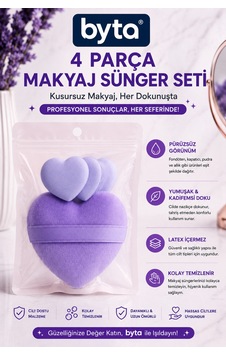 4 Parça Kalp Makyaj Süngeri Seti Parmak Bantlı Makyaj Uygulama Süngerleri 4 Parça Kalp Makyaj Süngeri Seti Parmak Bantlı Makyaj Uygulama Süngerleri