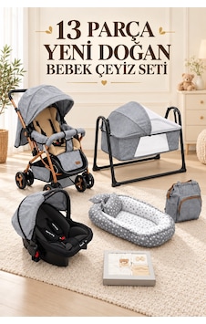 13 Parça Yeni Doğan Bebek Çeyiz Seti Full Set Bebek Arabası-puset-5'li Hastane Çıkışı-beşik-çanta-babynest-yastık-yatak-ayak Örtüsü 13 Parça Yeni Doğan Bebek Çeyiz Seti Full Set Bebek Arabası-puset-5'li Hastane Çıkışı-beşik-çanta-babynest-yastık-yatak-ayak Örtüsü