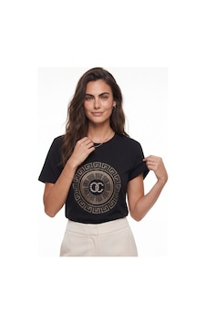 Onloox Kadın Siyah Siyah Pamuklu Bisiklet Yaka Basic Penye Taş Detaylı Kısa Kollu Standart Kalıp T-shirt Onloox Kadın Siyah Siyah Pamuklu Bisiklet Yaka Basic Penye Taş Detaylı Kısa Kollu Standart Kalıp T-shirt