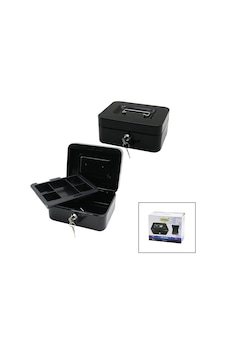 Ers Anahtarlı Küçük Metal Para -değerli Eşya Kutusu 2kat Tek+6 Bölme Taşıma Kulp - 15.2x11.8x8cm
