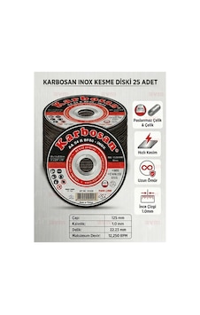 Inox Paslanmaz Çelik Kesme Diski 125x1.0x22.23 Mm 25 Adet Inox Paslanmaz Çelik Kesme Diski 125x1.0x22.23 Mm 25 Adet