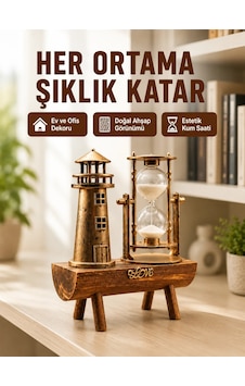 Ahşap Kum Saati Ve Deniz Feneri Figürü Bir Arada Ev Ofis Dekorasyonu Yeni Nesil Kahverengi Ahşap Kum Saati Ve Deniz Feneri Figürü Bir Arada Ev Ofis Dekorasyonu Yeni Nesil Kahverengi