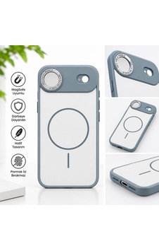 İphone 17 Aır Uyumlu Kamera Korumalı Silikon Gri