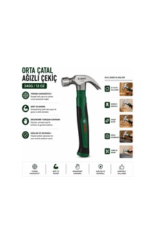 Bosch 1600a02w7x Orta Çatal Çekiç 12 Oz 24 Cm - Ergonomik Yumuşak Saplı- 6'li Paket Bosch 1600a02w7x Orta Çatal Çekiç 12 Oz 24 Cm - Ergonomik Yumuşak Saplı- 6'li Paket