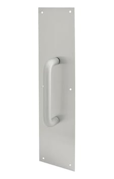 Prime Line Ürünler J 4640 Kapı Pull Plaka İle Yuvarlak Sap, 4-inç X 40,6 Cm, Saten Alüminyum