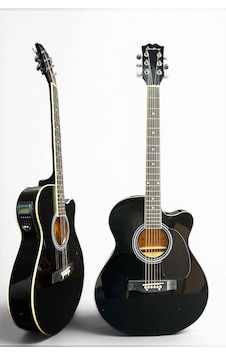 Siyah Elektro Akustik Gitar Kılıf Askı Kablo Kapo Burgu Çevirici Sticker Bez Pena
