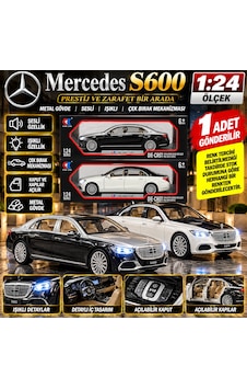 Mercedes S600 Metal 1:24 Ölçek Oyuncak Araba Sesli Işıklı Çek Bırak Makam Aracı 1 Adet Mercedes S600 Metal 1:24 Ölçek Oyuncak Araba Sesli Işıklı Çek Bırak Makam Aracı 1 Adet