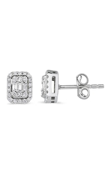 Modern Tasarım 0.35 Ct Baget Kare Tektaş Küpe Modern Tasarım 0.35 Ct Baget Kare Tektaş Küpe