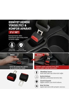 Buffer 2'li Emniyet Kemeri Yükseltici Ve Konfor Aparatı Buffer 2'li Emniyet Kemeri Yükseltici Ve Konfor Aparatı