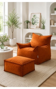 Diva Relax İskandinav Puff Takımı- Modern /dekoratif /yıkanabilir Turuncu Turuncu Diva Relax İskandinav Puff Takımı- Modern /dekoratif /yıkanabilir Turuncu Turuncu
