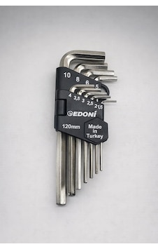 Edoni 10 Parça L Alyan Anahtar Takımı, Hex, Metrik 1.5 10 Mm Boyu Edoni 10 Parça L Alyan Anahtar Takımı, Hex, Metrik 1.5 10 Mm Boyu