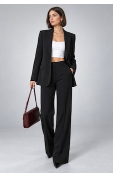 Hiccup Tek Düğmeli Blazer Ceket Ve Pantolon Takım Siyah Hiccup Tek Düğmeli Blazer Ceket Ve Pantolon Takım Siyah