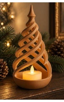 Minimalist Spiral Noel Ağacı Şeklinde Led Mum Tutucu Bakir Minimalist Spiral Noel Ağacı Şeklinde Led Mum Tutucu Bakir