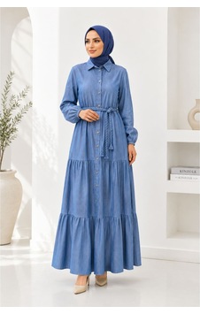 Miss Meliss Tencel Kumaş Örgü Kemerli Gömlek Yaka Düğmeli Boydan Elbise Mavi Mavi Miss Meliss Tencel Kumaş Örgü Kemerli Gömlek Yaka Düğmeli Boydan Elbise Mavi Mavi