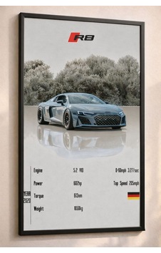 Audi R8 Estetik Duvar Posteri , Çerçevesiz Poster Audi R8 Estetik Duvar Posteri , Çerçevesiz Poster