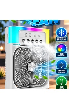 Usb Su Buharlı Masaüstü Fan Rgb Işıklı Taşınabilir Mini Serinletici