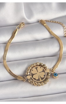 316l Çelik Gold Renk İtalyan Zincir Model Dorika Yonca Figür Nazar Boncuk Detay Kadın Bileklik - Tj-bb6785 Çok Renkli 316l Çelik Gold Renk İtalyan Zincir Model Dorika Yonca Figür Nazar Boncuk Detay Kadın Bileklik - Tj-bb6785 Çok Renkli