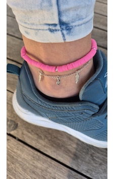 Pembe Yapraklı Fimo Halhal Pembe Pembe Yapraklı Fimo Halhal Pembe
