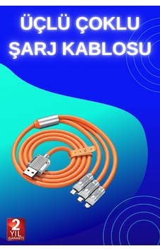 3 İn 1 Süper Hızlı Şarj Kablosu Android Ve İos Uyumlu Silikon Şarj Kablosu 3855796 3 İn 1 Süper Hızlı Şarj Kablosu Android Ve İos Uyumlu Silikon Şarj Kablosu 3855796