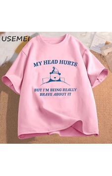 Flood Of Style Kafam Acıyor Ama Bu Konuda Gerçekten Cesur Oluyorum T Shirt Kadın Nedensel Kafa Acıyor Pamuk Pembe Flood Of Style Kafam Acıyor Ama Bu Konuda Gerçekten Cesur Oluyorum T Shirt Kadın Nedensel Kafa Acıyor Pamuk Pembe