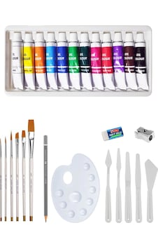 Red Apple Yağlı Boya Seti Keep Smile Fırça Seti Plastik Spatula Seti Dereceli Kalem Resim Paleti