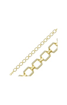 Gümüş Gold Kare Taşlı Kadın Bileklik Gümüş Gümüş Gold Kare Taşlı Kadın Bileklik Gümüş