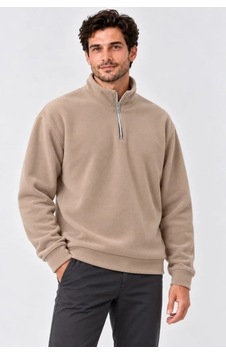 Butik İstanbul Erkek Polar Dik Yaka Yarım Fermuarlı Uzun Kollu Regular Fit Kışlık Sweatshirt - Bej Butik İstanbul Erkek Polar Dik Yaka Yarım Fermuarlı Uzun Kollu Regular Fit Kışlık Sweatshirt - Bej