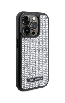 Apple Uyumlu iPhone 15 Pro Max Kılıf Karl Lagerfeld Taşlı Metal Logo Lisanslı Kapak Gümüş Apple Uyumlu iPhone 15 Pro Max Kılıf Karl Lagerfeld Taşlı Metal Logo Lisanslı Kapak Gümüş