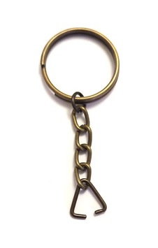 Cntma Anahtarlık Halkası, Halka + Zincir + Üçgen, 24mm, Antik, 1 Adet