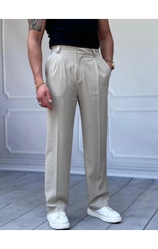 Modefendi Gizli Düğme Detaylı Yüksek Kalite Baggy Pileli Kumaş Pantolon Krem Modefendi Gizli Düğme Detaylı Yüksek Kalite Baggy Pileli Kumaş Pantolon Krem