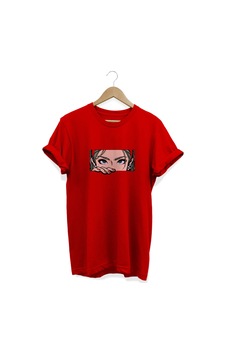 Anime Baskılı Kırmızı T-shirt Kırmızı Anime Baskılı Kırmızı T-shirt Kırmızı