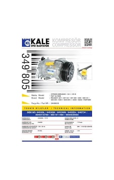 KALE 349805 KLİMA KOMPRESÖRÜ P307-P607-P807-PARTNER-BERLINGO-C8-C KALE 349805 KLİMA KOMPRESÖRÜ P307-P607-P807-PARTNER-BERLINGO-C8-C
