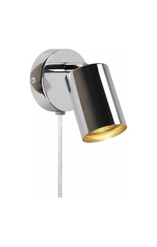 Rsylight Metal Mafsallı Krom Spot Armatür Aplik Kablolu Fişli Beyaz Led Ampullü Krom