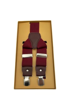 Brianze Deri Bağlantılı Bordo Pantolon Askısı