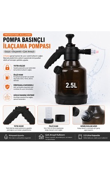 Aracımtemiz Köpük Pompası 2.5 Lt Yüksek Basınç + Ölçü Kabı + Tetik Kilidi 0000