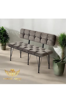 By Hakan Aşkın 120 Cm Metal Ayaklı Metal Alt Kasalı Koyu Füme Babyface New 2025 Sırtlı Bench - Bank