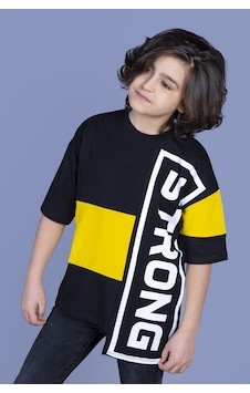 Toontoy Kids Toontoy Erkek Çocuk Garnili Strong Baskılı Tişört Siyah Toontoy Kids Toontoy Erkek Çocuk Garnili Strong Baskılı Tişört Siyah