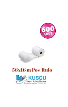 56x16 Yazar Kasa Pos Rulosu 1. Kalite Kağıt 600 Adet