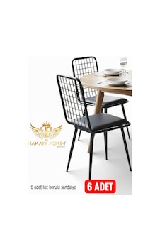 By Hakan Aşkın Borulu Lux 6x Adet Tel Sandalye Salon-mutfak-balkon-çalışma Sandalyesi Siyah002