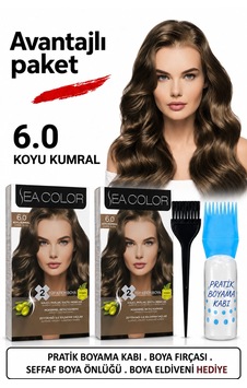 Sea Color Set Saç Boyası 6.0 Koyu Kumral 2 Li 2 Kutu+pratik Boya Kabı